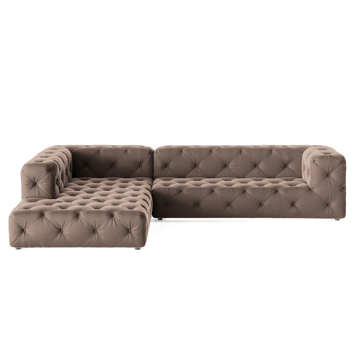 ECKSOFA Fresco in Samt Braun  228/325 cm  - Schwarz/Braun, Design, Kunststoff/Textil (228/325cm) - P & B