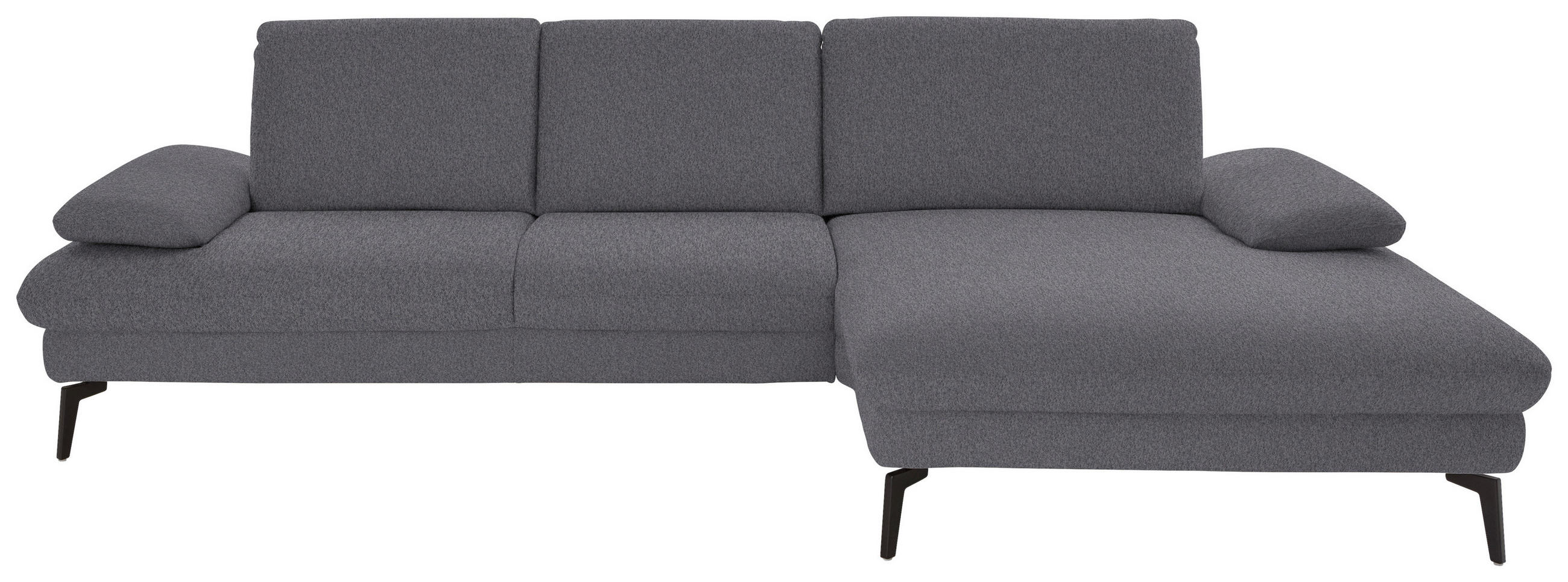 ECKSOFA in Chenille, Mikrofaser Grau  - Schwarz/Grau, Design, Textil/Metall (299/157cm) - Dieter Knoll