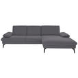 ECKSOFA in Chenille, Mikrofaser Grau  299/157 cm  - Schwarz/Grau, Design, Textil/Metall (299/157cm) - Dieter Knoll