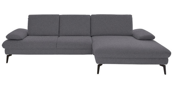 ECKSOFA in Chenille, Mikrofaser Grau 299/157 cm - Schwarz/Grau, Design, Textil/Metall (299/157cm) - Dieter Knoll