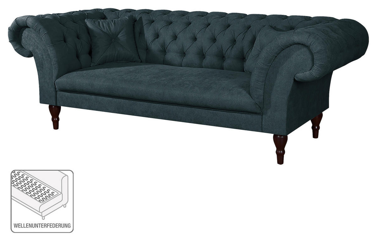 3-SITZER-SOFA Mikrofaser Dunkelgrau  - Dunkelgrau/Braun, Design, Holz/Textil (232/79/97cm) - Livetastic