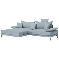 ECKSOFA PRATO Hellblau Flachgewebe  - Schwarz/Hellblau, MODERN, Textil/Metall (176/292cm) - MID.YOU