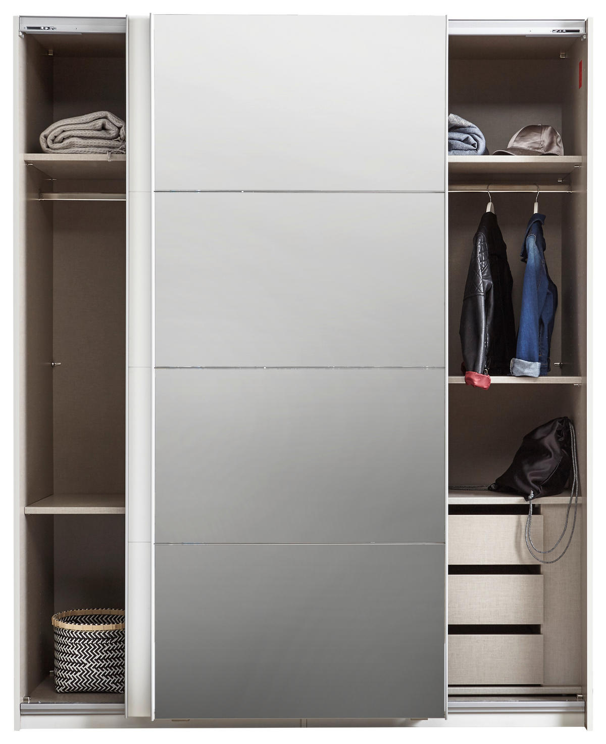 SCHWEBETÜRENSCHRANK 2-türig Weiß  - Alufarben/Weiß, KONVENTIONELL, Glas/Holzwerkstoff (181/223/68cm) - Xora