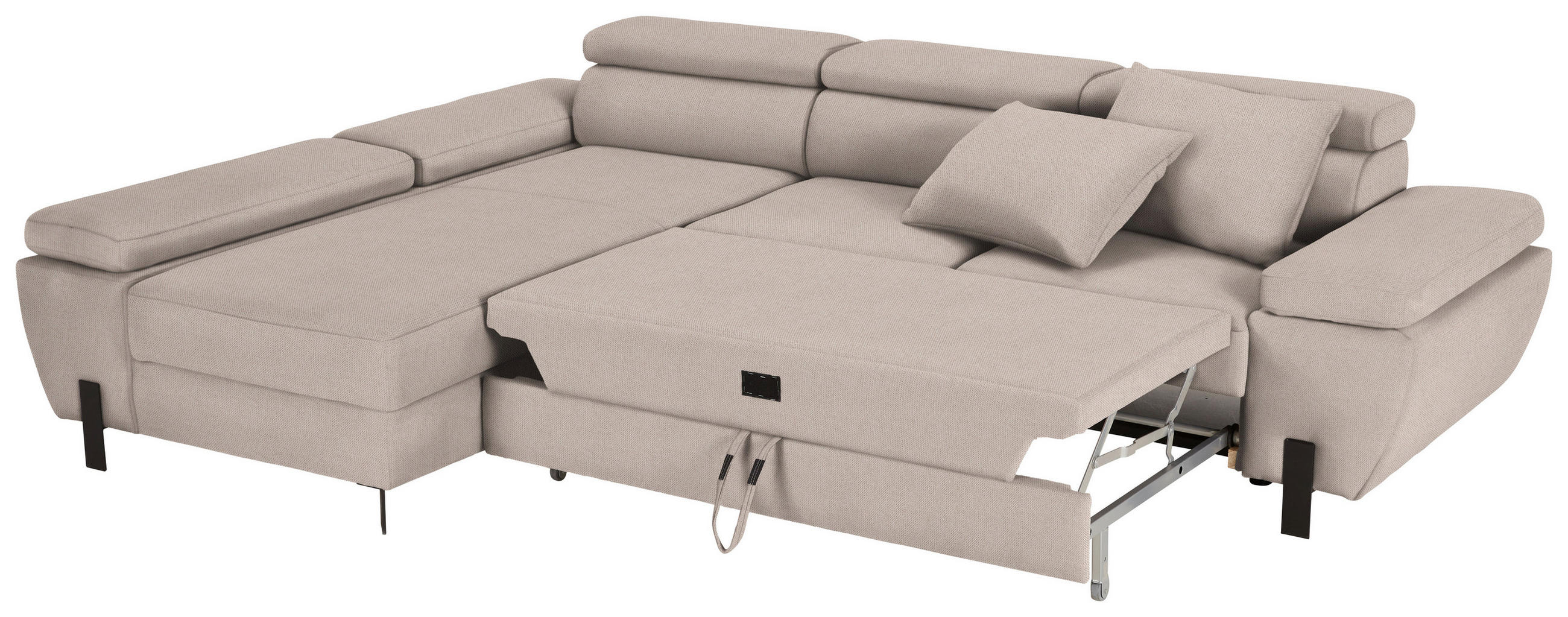 HÖRNSOFFA i vävt tyg beige  - beige/svart, Modern, metall/textil (93/90/277cm) - MID.YOU