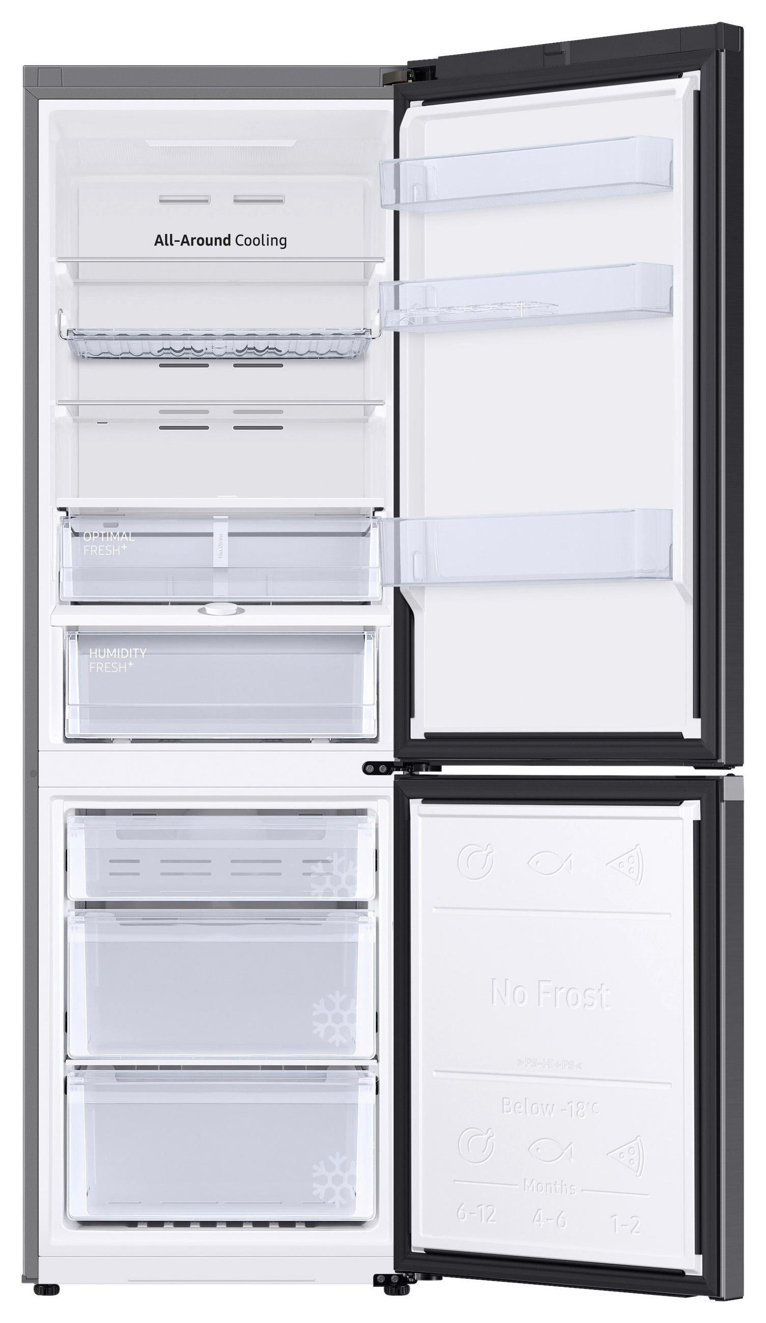 KÜHL-GEFRIER-KOMBINATION 59,5/185,3/65,8 cm RB34C605CB1/EF  - Schwarz, Basics, Glas/Kunststoff (59,5/185,3/65,8cm) - Samsung