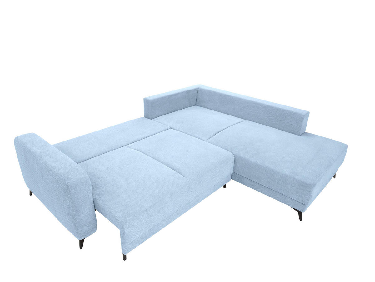 ECKSOFA CORTEZ in Hellblau  - Schwarz/Hellblau, Design, Textil/Metall (260/215cm) - MID.YOU