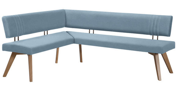 ECKBANK 160/190 cm in Hellblau, Wildeiche - Wildeiche/Eichefarben, Design, Holz/Textil (160/190cm) - Venda