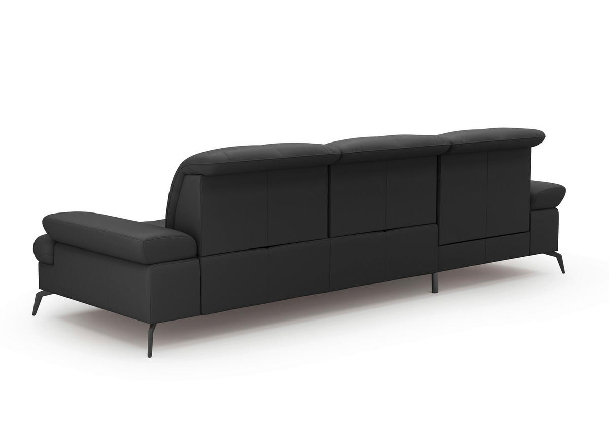 ECKSOFA in Echtleder Schwarz  - Schwarz, Konventionell, Leder/Metall (185/279cm) - Sit & More