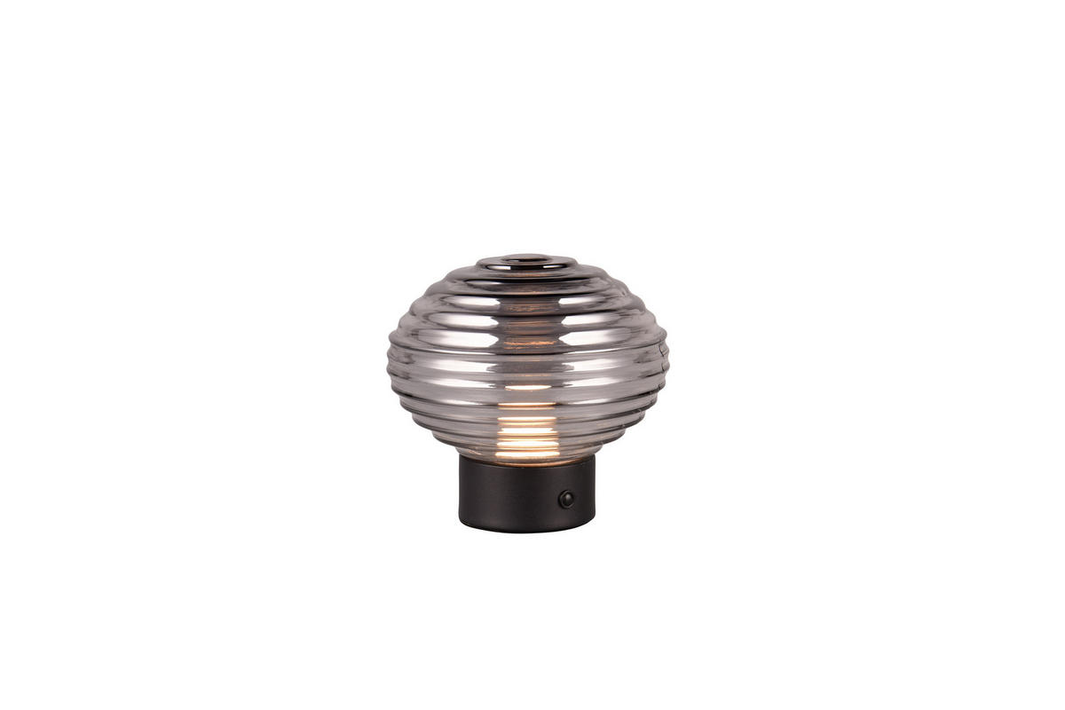 AKKU-TISCHLEUCHTE - Schwarz/Grau, Konventionell, Glas/Metall (15,5/14,5cm)