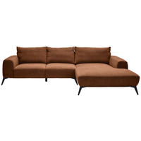 ECKSOFA  in Webstoff Braun  298/187 cm  - Schwarz/Braun, Design, Textil/Metall (298/187cm) - Stylife
