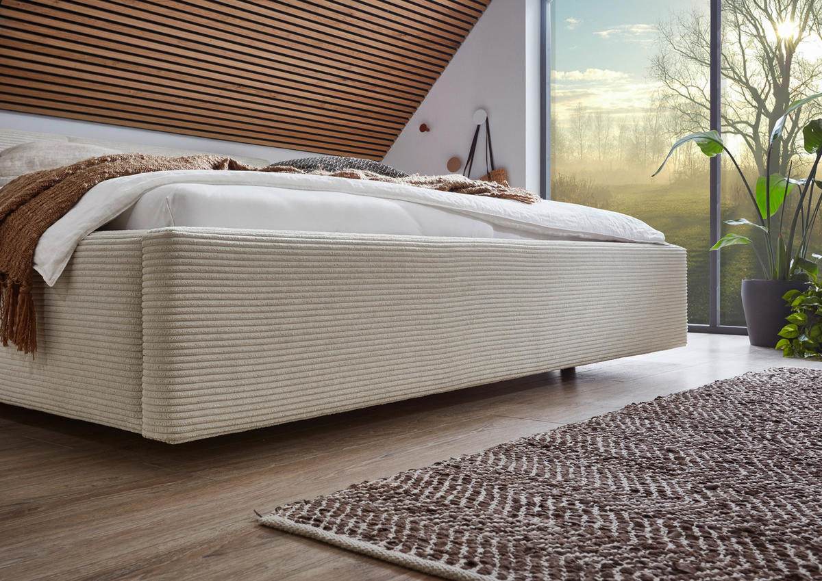 POLSTERBETT 180/200 cm  in Beige  - Weiss/Beige, Basics, Holz/Textil (180/200cm) - Boxxx
