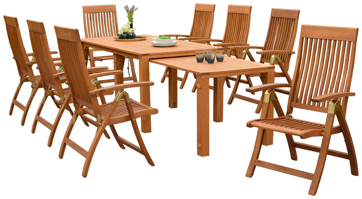 GARTENSET 10-teilig EukalyptusholzHartholz 10-teilig  - Naturfarben, KONVENTIONELL, Holz - Gardenson