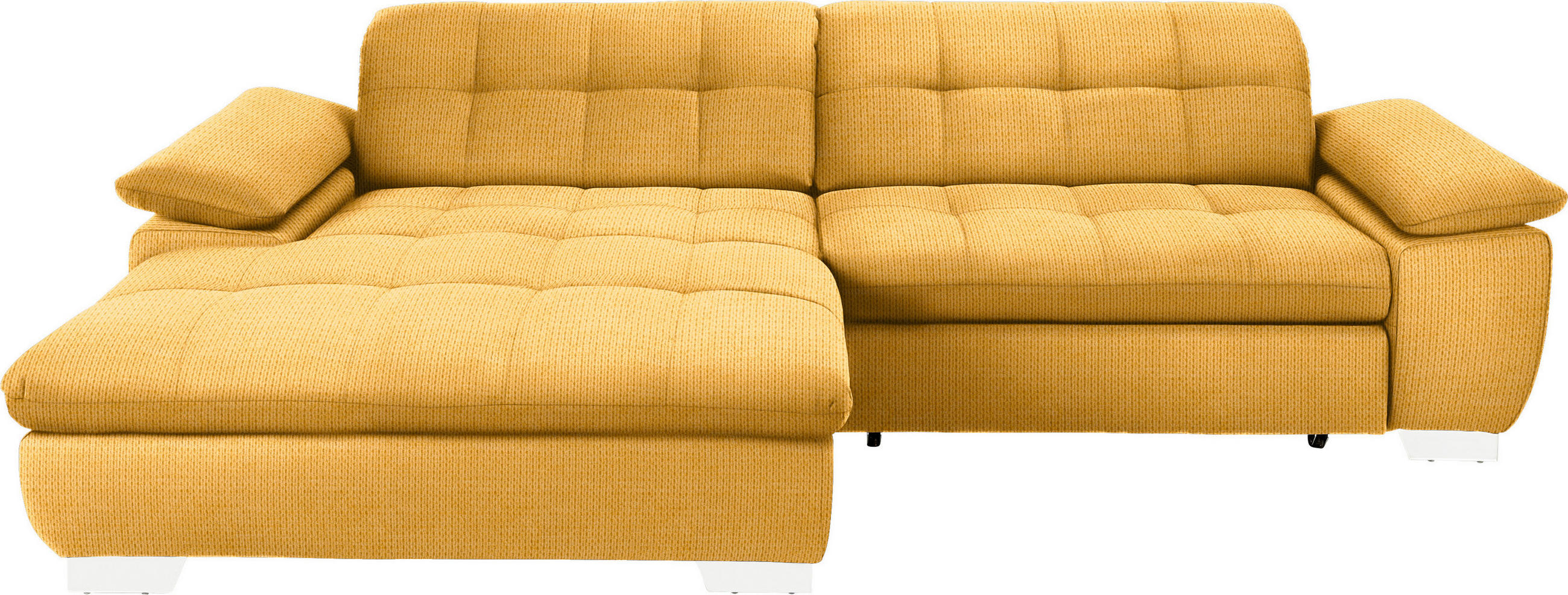 ECKSOFA in Mikrofaser Dunkelgelb  - Chromfarben/Dunkelgelb, Design, Textil/Metall (180/265cm) - Carryhome