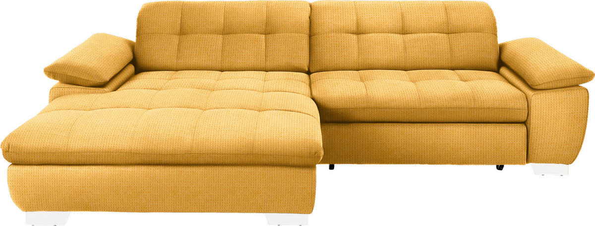ECKSOFA in Mikrofaser Dunkelgelb  - Chromfarben/Dunkelgelb, Design, Textil/Metall (180/265cm) - Carryhome