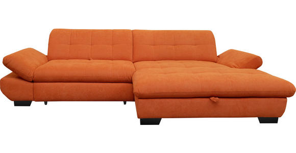 ECKSOFA  in Mikrofaser Orange  290/198 cm  - Schwarz/Orange, Design, Textil/Metall (290/198cm) - Xora