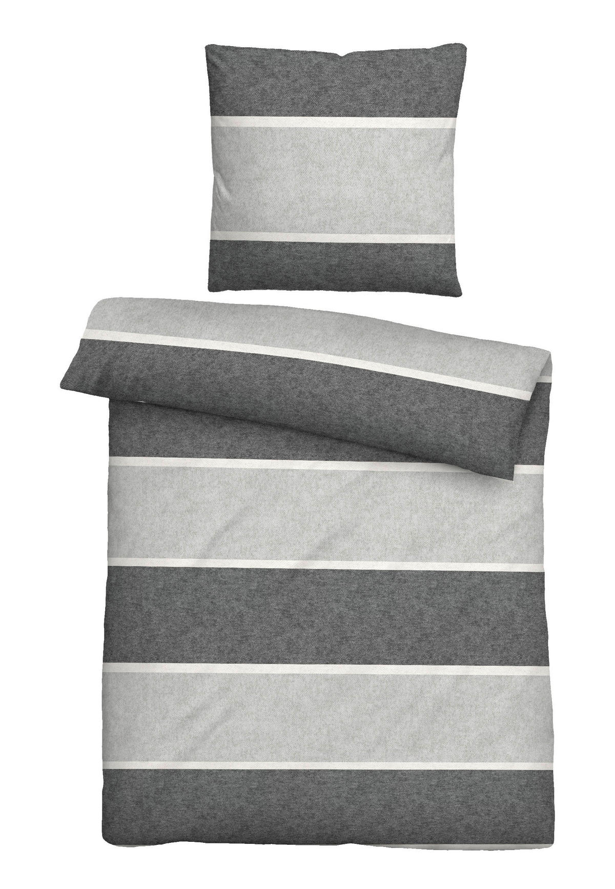 BETTWÄSCHE Flanell 155/220 cm  - Blaugrau/Hellgrau, Design, Textil (155/220cm) - Novel