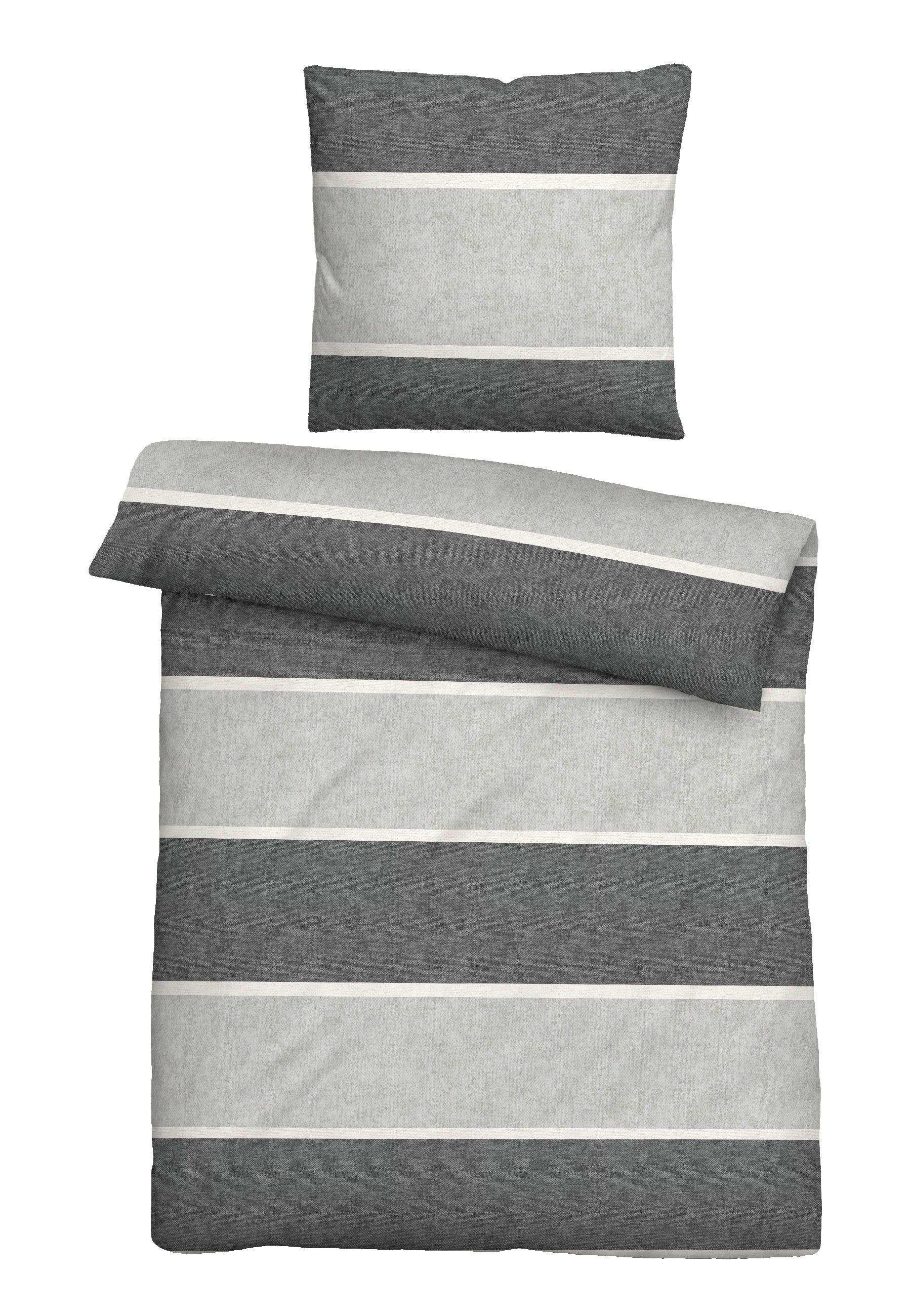 Novel Bettwäsche Hellgrau, Blaugrau 155x220 cm