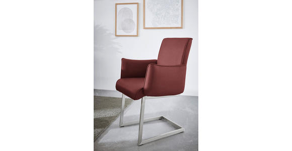 ARMLEHNSTUHL  in Stahl Mikrofaser  - Edelstahlfarben/Bordeaux, Design, Holzwerkstoff/Textil (63/91/60cm) - Dieter Knoll