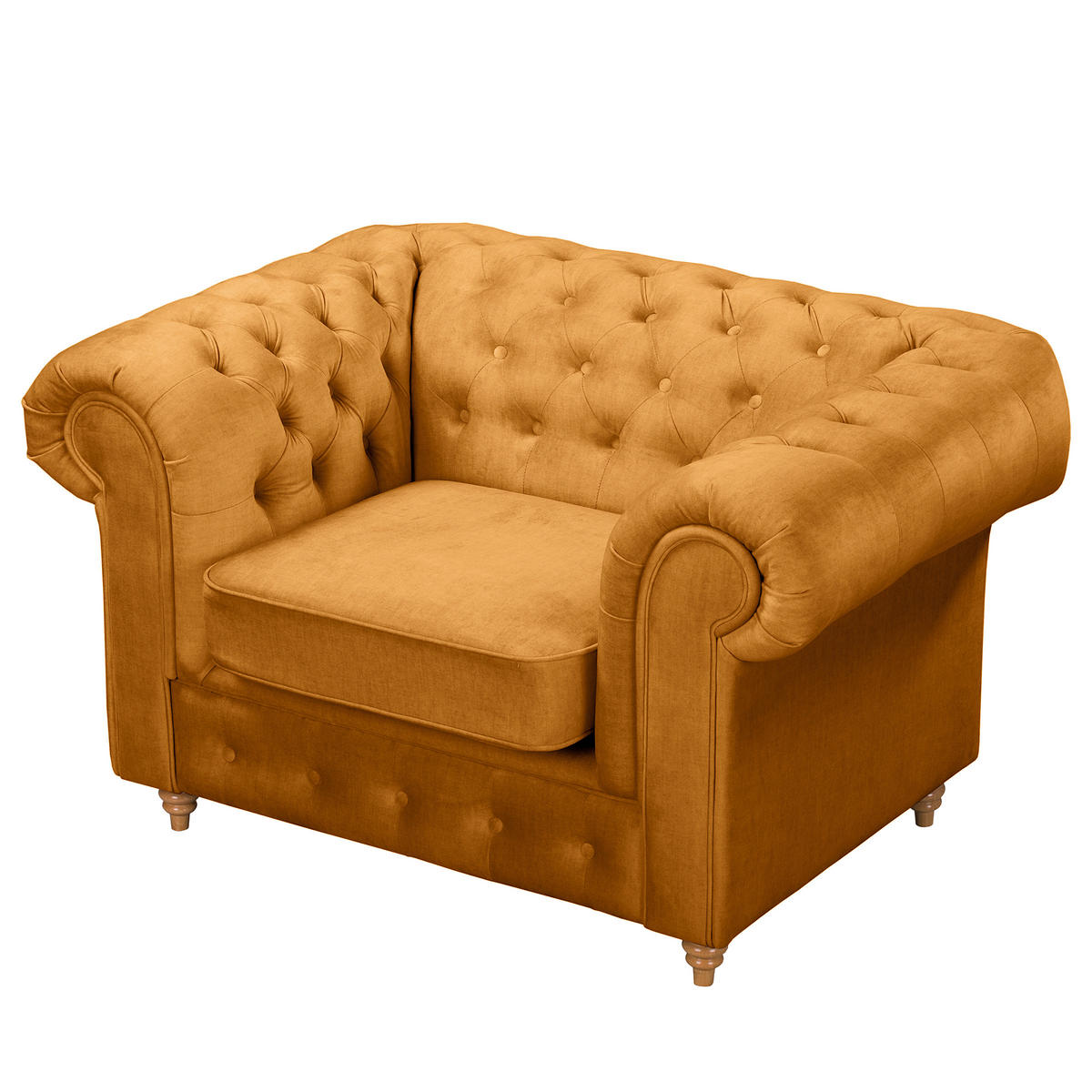 SESSEL in Mikrofaser Bernsteinfarben  - Bernsteinfarben, Design, Holz/Textil (128/75/91cm) - P & B