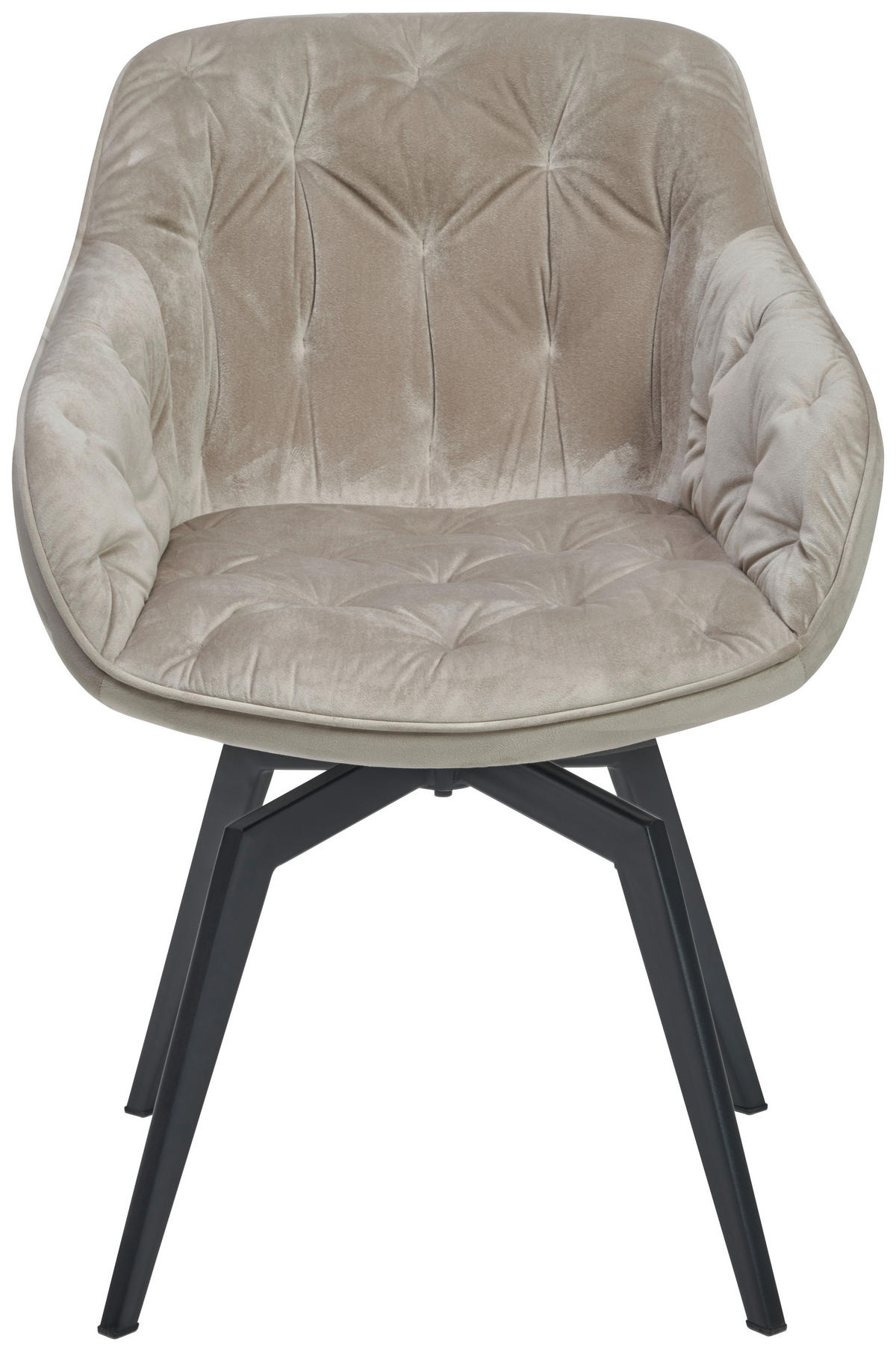 ARMLEHNSTUHL  Sitzfläche 360° drehbar, inklusive Armlehnen Samt  - Hellbraun/Schwarz, Modern, Textil/Metall (60/84/64cm) - Livetastic