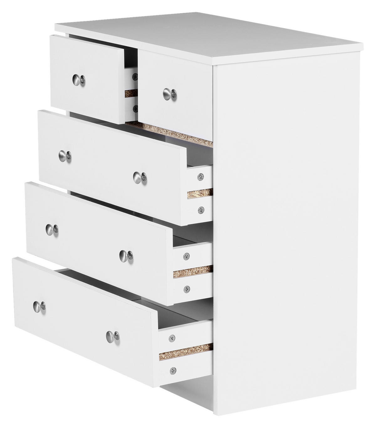 KOMMODE 60/70/35 cm  in Weiss  - Weiss/Alufarben, Konventionell, Holzwerkstoff/Metall (60/70/35cm) - MID.YOU