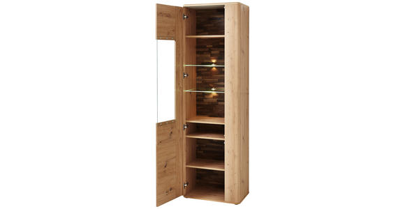 VITRINE in Eichefarben - Eichefarben/Schwarz, KONVENTIONELL, Glas/Holzwerkstoff (60/198/38cm) - Cantus