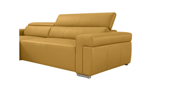 ECKSOFA DUA in Echtleder Senfgelb  170/293 cm  - Chromfarben/Senfgelb, Design, Leder/Metall (170/293cm) - Novel