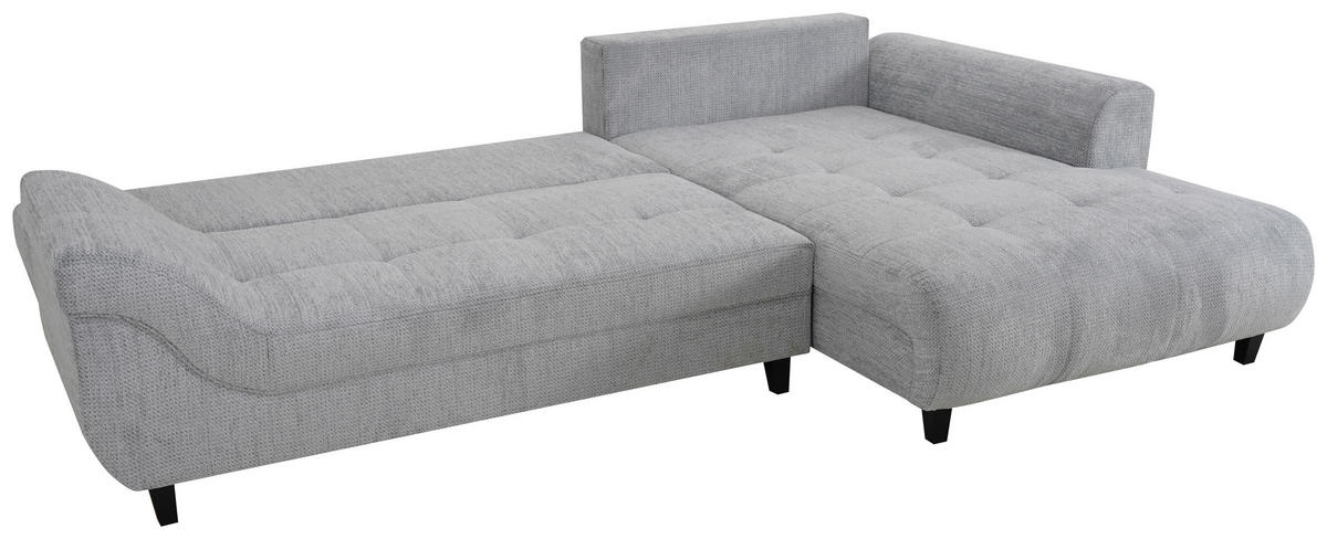 ECKSOFA Grau, Schwarz Chenille, Struktur  - Schwarz/Grau, KONVENTIONELL, Textil (309/197cm) - MID.YOU