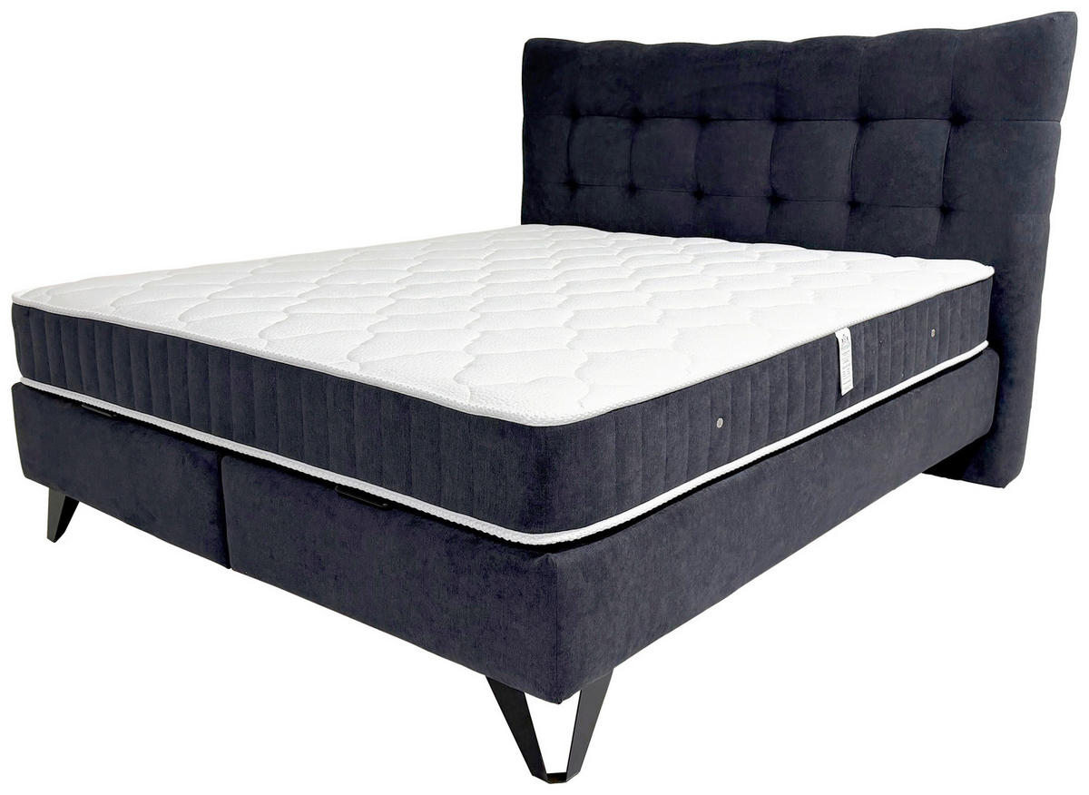 Pat Tapițat, 180/200 cm, albastru - albastru/negru, Basics, metal/textil (180/200cm)