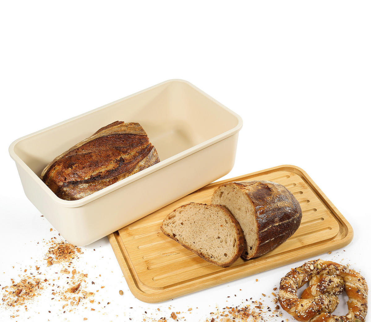 BROTKASTEN - Creme/Naturfarben, Basics, Holz/Kunststoff (40/23/13,5cm) - Zassenhaus