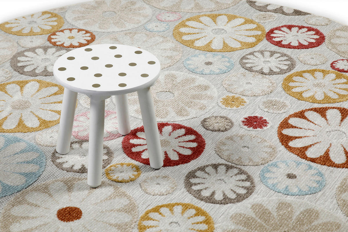 OUTDOORTEPPICH  für Terrasse und Balkon 120 cm Flowerdrops Multicolor  - Multicolor, Design, Textil (120cm) - WECON HOME