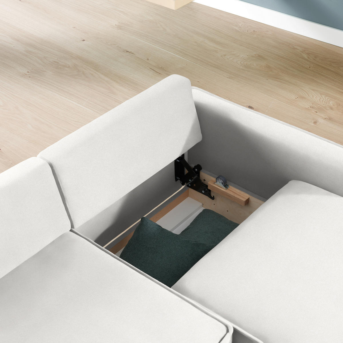 ECKSOFA in Chenille Ecru  237/170 cm  - Ecru/Eichefarben, KONVENTIONELL, Holz/Textil (237/170cm) - Sedda