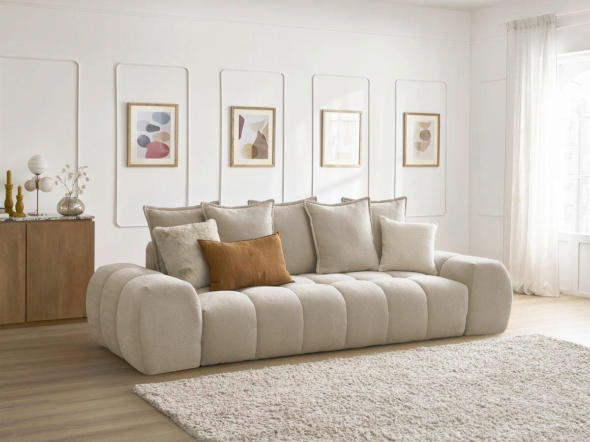 3-SITZER-SOFA EVEREST Struktur Taupe  - Taupe/Schwarz, MODERN, Kunststoff/Textil (278/90/115cm)