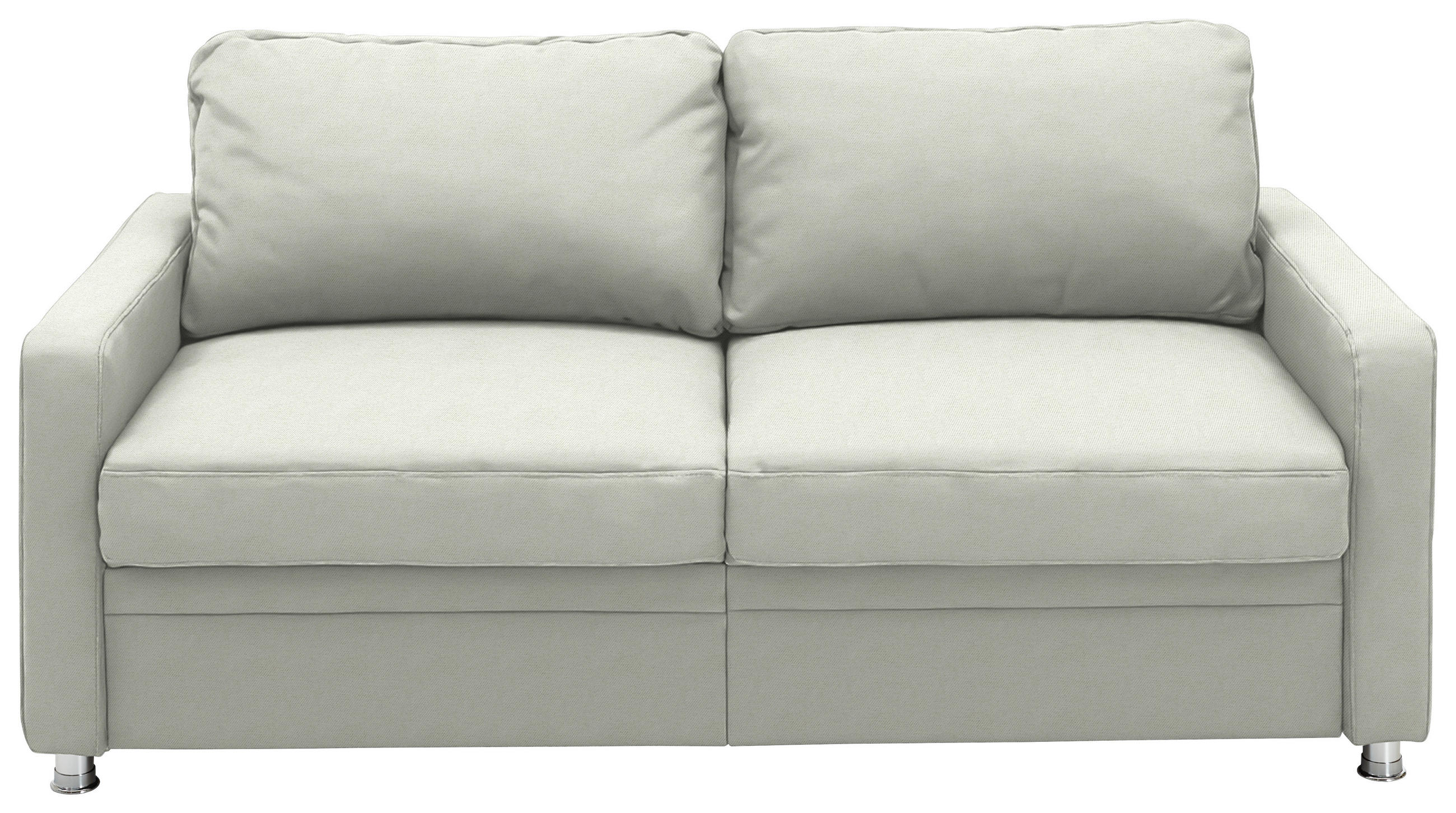 SCHLAFSOFA Chenille Weiss Typenauswahl, Stoffauswahl, Rücken echt  - Chromfarben/Weiss, Konventionell, Textil/Metall (186/90/100cm) - Beldomo Style