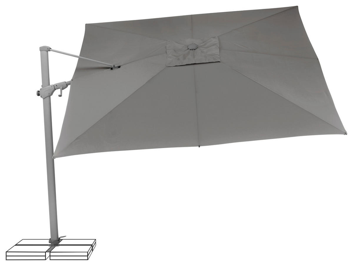 AMPELSCHIRM 300x300 cm Grau  - Silberfarben/Grau, KONVENTIONELL, Textil/Metall (300/300cm) - Suncomfort by Glatz