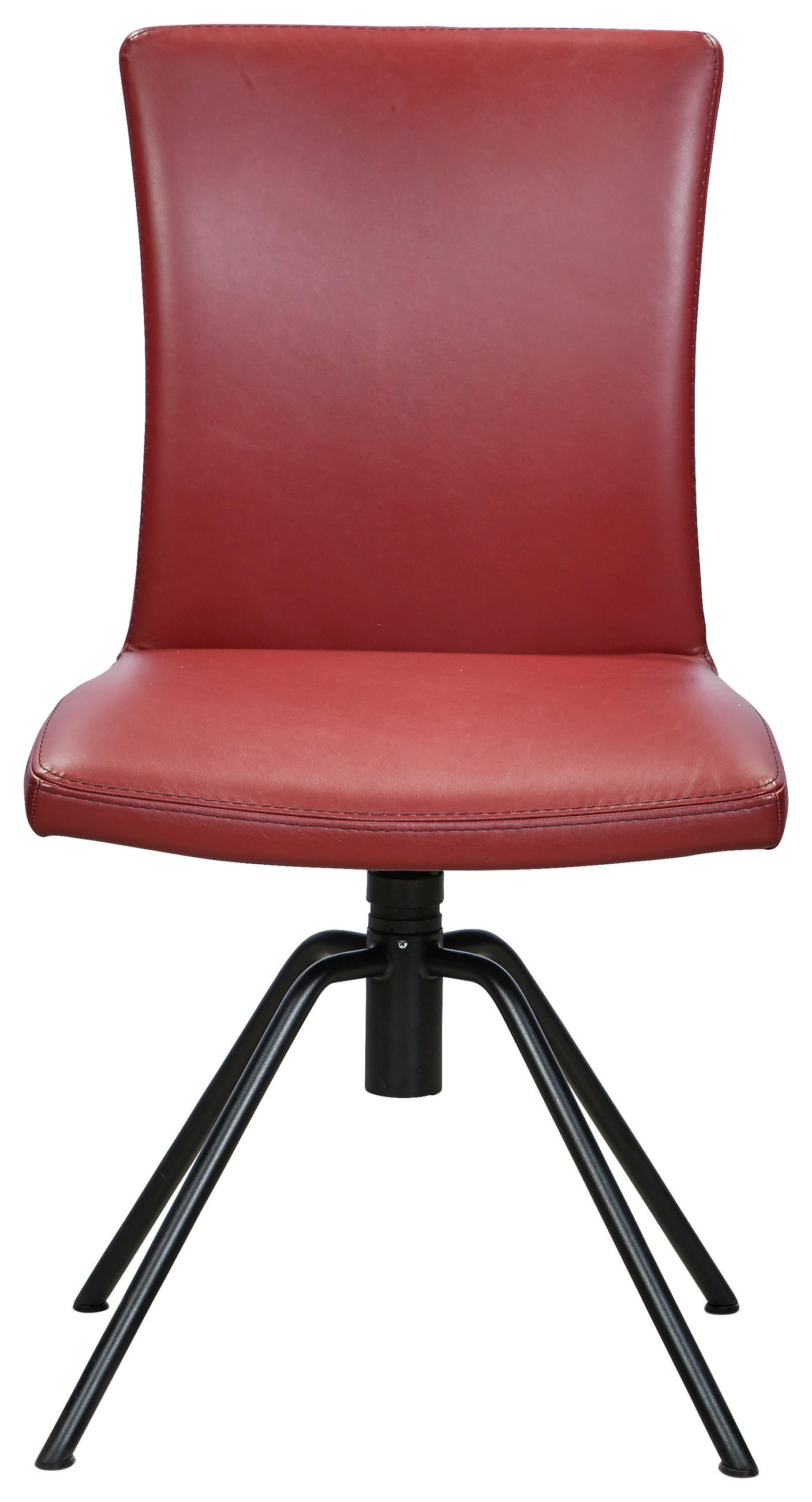 STUHL Echtleder Kirschrot  - Kirschrot/Schwarz, Design, Leder/Metall (52/91/58cm) - Musterring