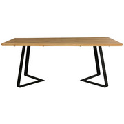JEDILNA MIZA, masivno divji hrast hrast - črna/hrast, Konvencionalno, kovina/les (200/100/76cm) - Hom`in