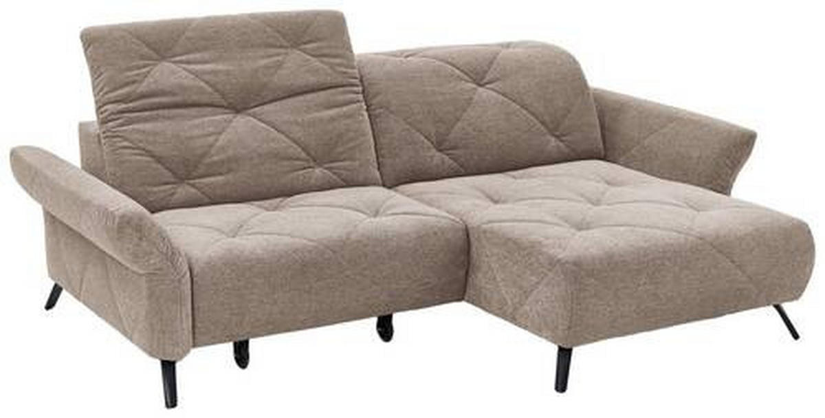 ECKSOFA in Webstoff Taupe  - Taupe/Schwarz, Design, Textil/Metall (244/173cm) - Moderano
