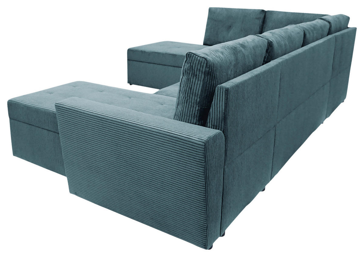 WOHNLANDSCHAFT TERMOLI in Cord Hellblau  - Schwarz/Hellblau, Design, Kunststoff/Textil (212/297/155cm) - MID.YOU