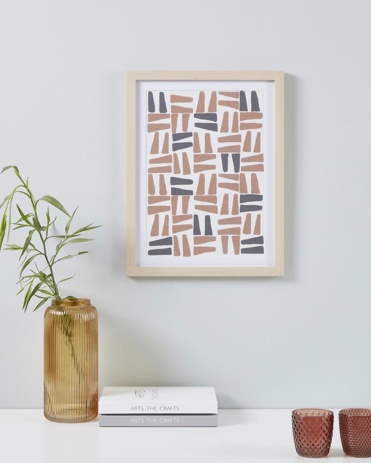 DRUCKGRAFIK Abstraktes Schwarz, Weiß, Terracotta  - Eichefarben/Terracotta, Trend, Glas/Papier (33/1,6/43cm) - Eglo