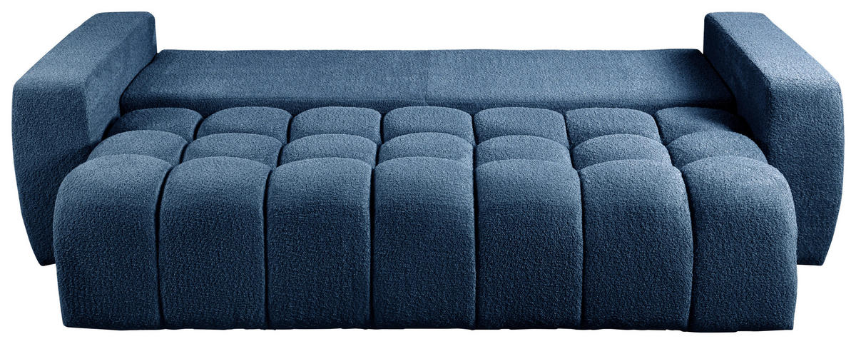 SCHLAFSOFA in Struktur, Bouclé Blau  - Blau/Schwarz, Basics, Kunststoff/Textil (250/86/140cm) - Livetastic