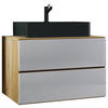 WASCHTISCHKOMBI 81 cm  - Honigeiche/Schwarz, MODERN, Keramik/Holzwerkstoff (81cm) - MID.YOU