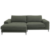 ECKSOFA in Flachgewebe Grün  177/253 cm  - Schwarz/Grün, Design, Textil/Metall (177/253cm) - Dieter Knoll