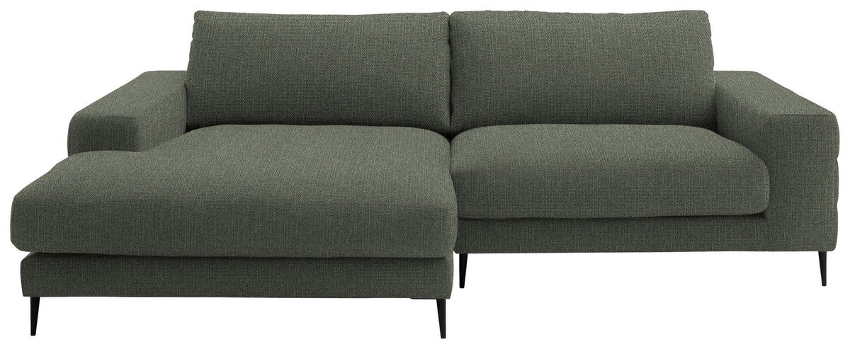 ECKSOFA in Flachgewebe Grün  177/253 cm  - Schwarz/Grün, Design, Textil/Metall (177/253cm) - Dieter Knoll