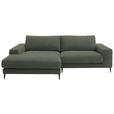 ECKSOFA  in Flachgewebe Grün Rücken echt  177/253 cm  - Schwarz/Grün, Design, Textil/Metall (177/253cm) - Dieter Knoll