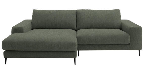 ECKSOFA  in Flachgewebe Grün Rücken echt  177/253 cm  - Schwarz/Grün, Design, Textil/Metall (177/253cm) - Dieter Knoll