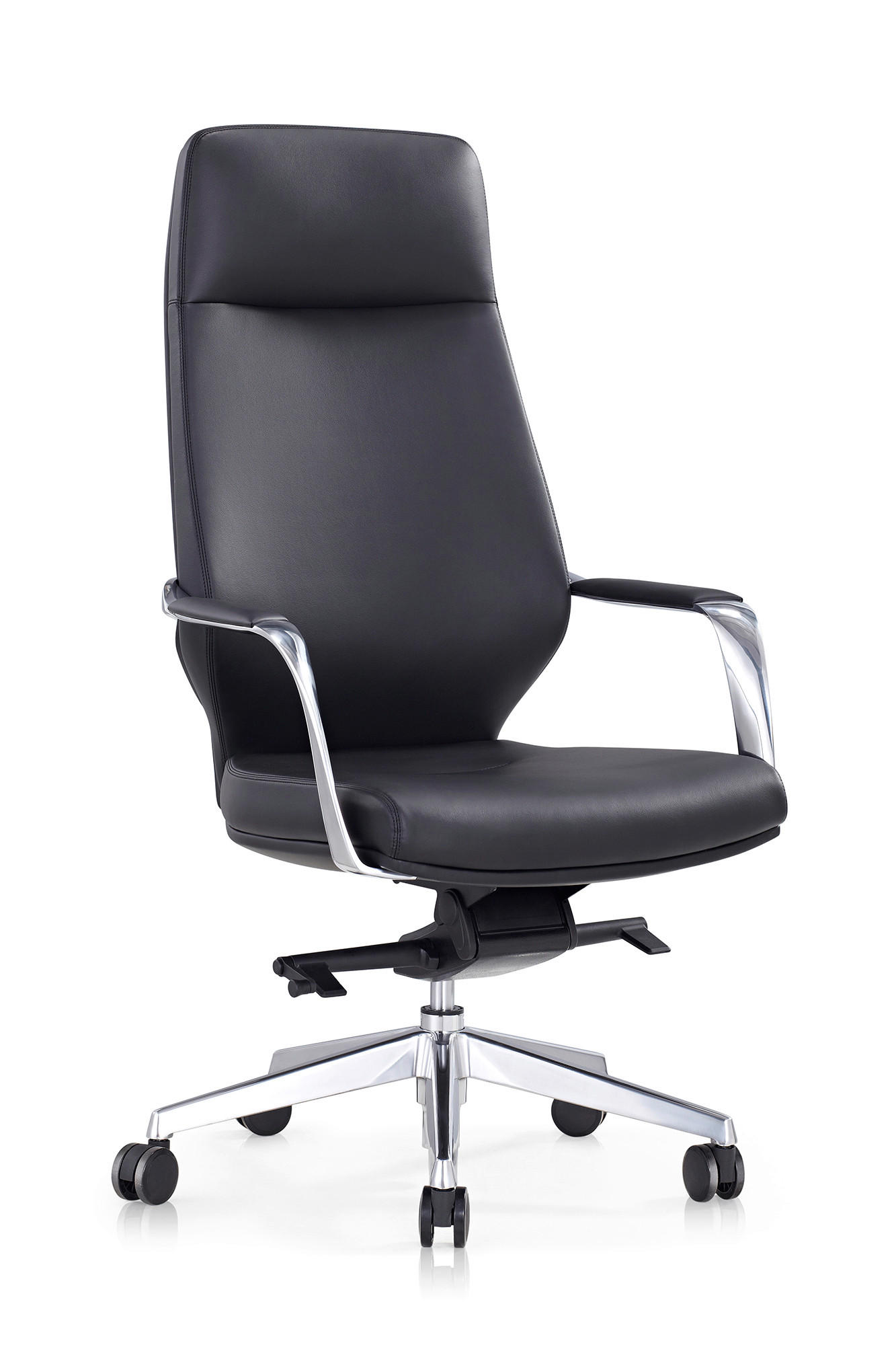 DREHSTUHL Lederlook Schwarz, Silberfarben  - Silberfarben/Schwarz, MODERN, Kunststoff/Textil (63/120,5/66cm) - Livetastic