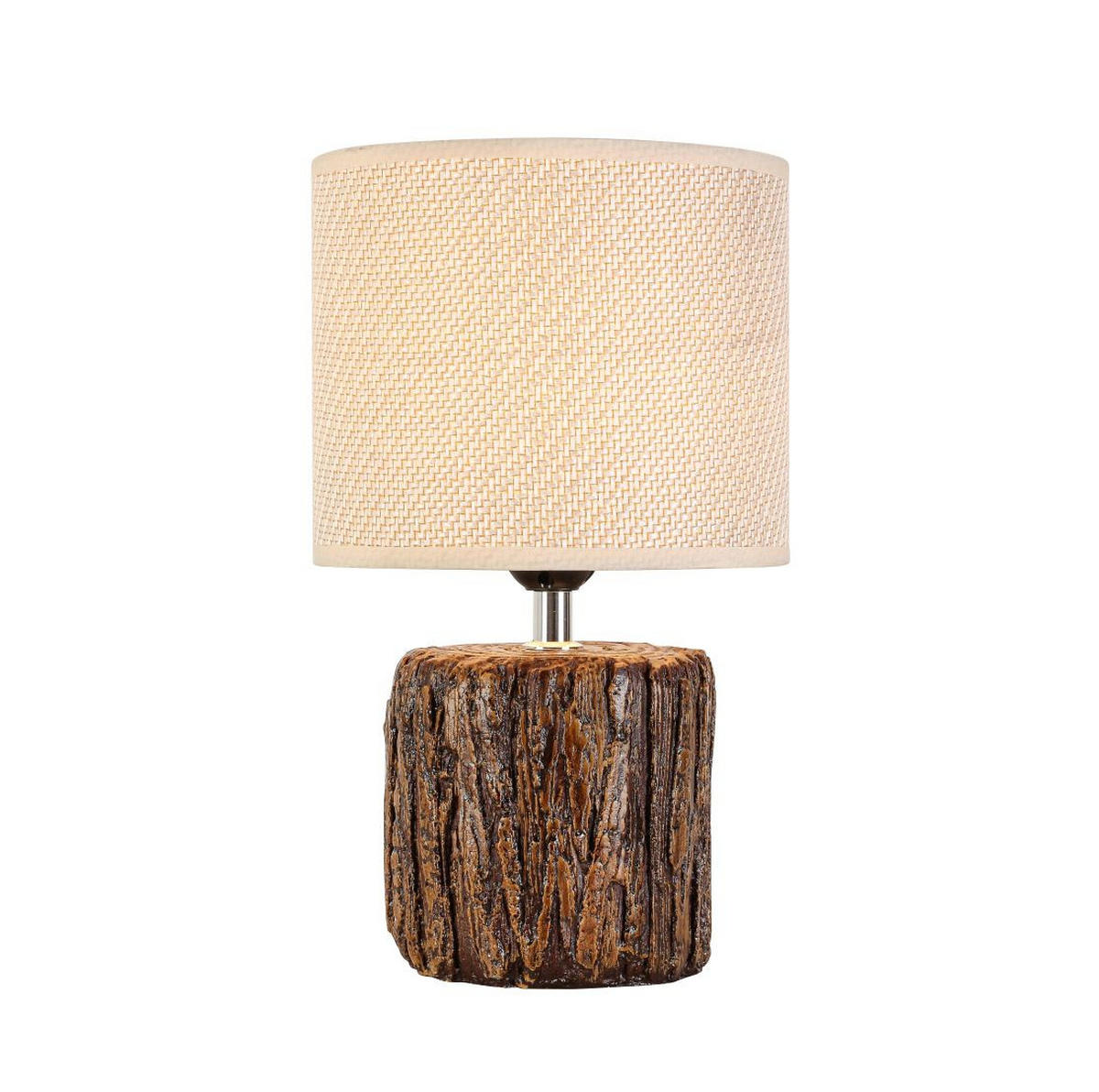 STOLNÁ LAMPA, E27, 18/31 cm  - hnedá/krémová, Basics, kov/textil (18/31cm) - Novel