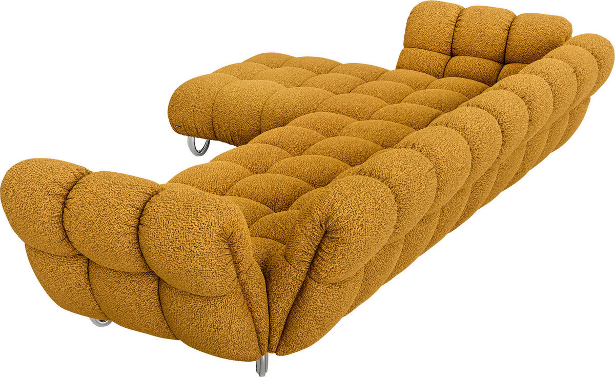 ECKSOFA in Jacquard, Bouclé Currygelb  218/340 cm  - Currygelb/Alufarben, Trend, Textil/Metall (218/340cm) - Bretz