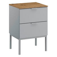 NACHTKÄSTCHEN 40/68/42 cm  in Grau, Eichefarben  - Eichefarben/Alufarben, Trend, Holzwerkstoff/Metall (40/68/42cm) - Stylife